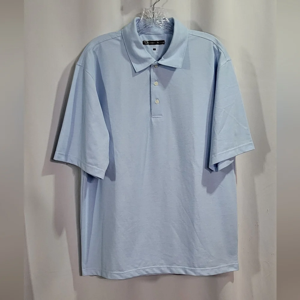 Pebble Beach Men's Light Blue 3 Button Short Sleeve Polo Shirt Size Large EUC - Picture 2 of 5